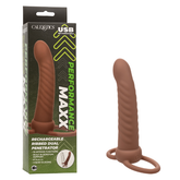 Performance Maxx Rechargeable Ribbed Dual Penetrator Toy Brown Vibrators